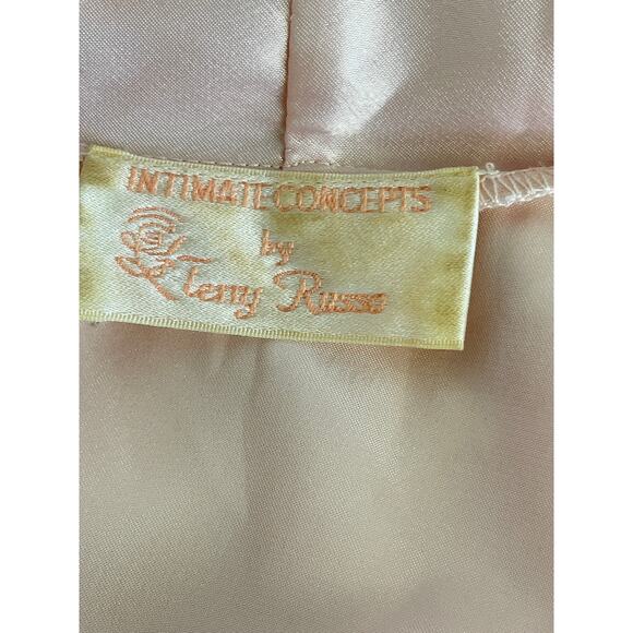 Vintage Intimate Concepts by Terry Russo Pink Floral Lace Applique Satin Robe - Picture 4 of 12